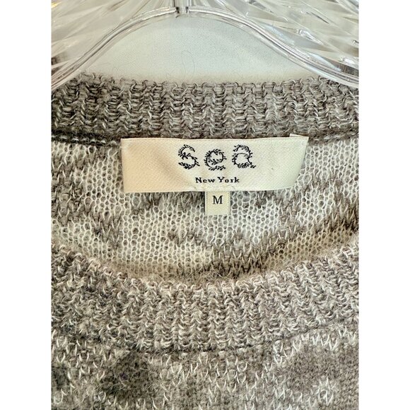 Sea New York Leo Leopard Brown Gray Sweater - Size M - Picture 4 of 6